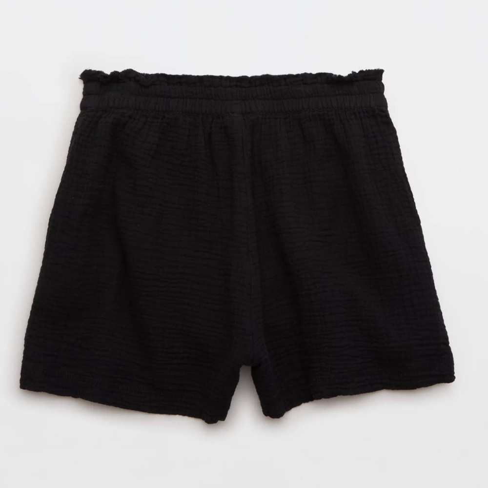 aerie Black Pool to Party High-Waist Textured Lounge Shorts